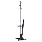 Metal Costumer with Umbrella Holder, Four Ball-Tipped Double-Hooks, 21w x 21d x 70h, Black