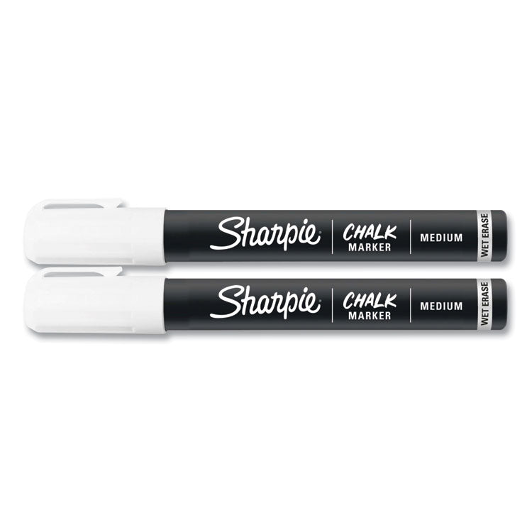 Wet-Erase Chalk Marker, Medium Bullet Tip, White, 2/pack