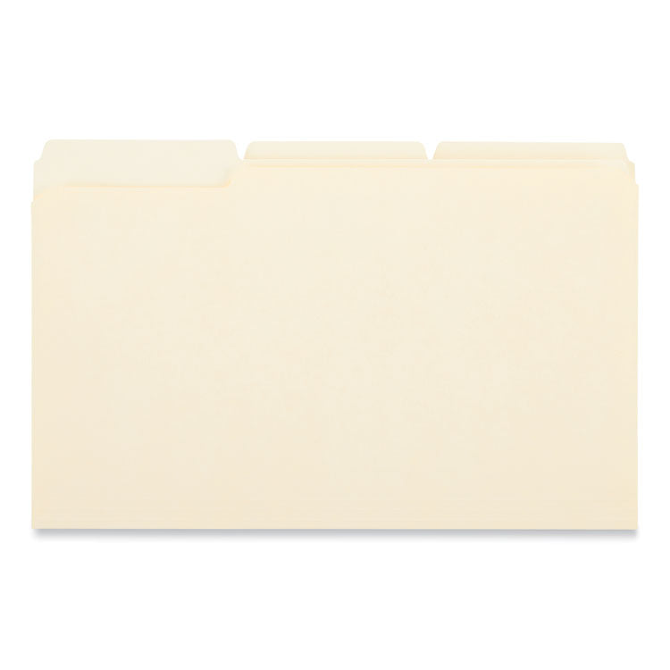Double-Ply Top Tab Manila File Folders, 1/3-Cut Tabs: Assorted, Legal Size, 0.75" Expansion, Manila, 100/Box