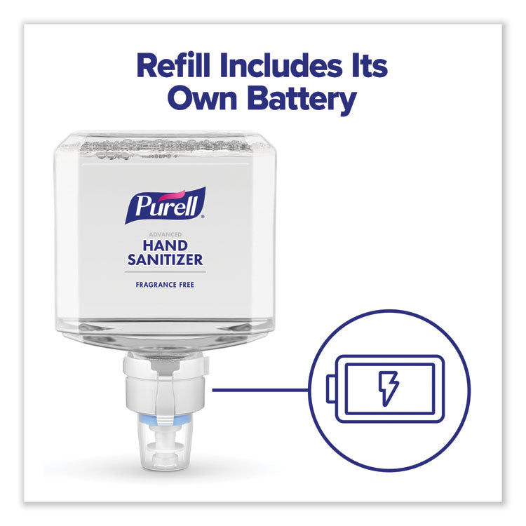 Advanced Hand Sanitizer Gentle and Free Foam, 1,200 mL Refill, Fragrance-Free, For ES8 Dispensers, 2/Carton