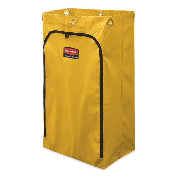 Zippered Vinyl Cleaning Cart Bag for Rubbermaid Commercial 6173-88, 24 gal, 17.25" x 10.5" x 30.5", Yellow