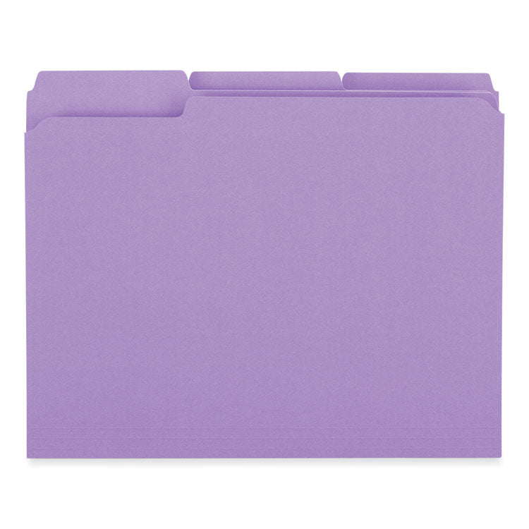 Reinforced Top-Tab File Folders, 1/3-Cut Tabs: Assorted, Letter Size, 1" Expansion, Violet, 100/Box