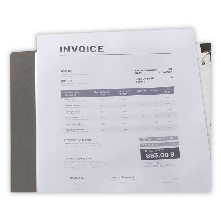 Standard Sheet Protectors, Light-Duty, Side: 3-Hole Punched, Top Load 8.5 x 11 Insert, Nonglare Clear Front, 200/Box