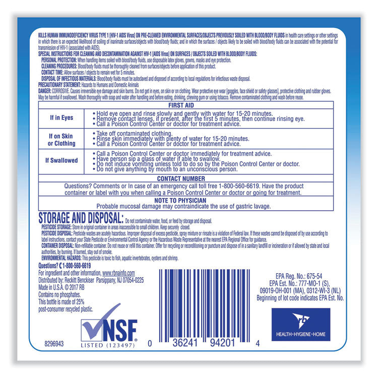 Disinfectant Heavy-Duty Bathroom Cleaner Concentrate, Fresh Lime, 1 gal Bottle