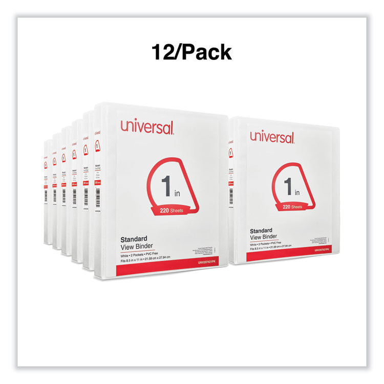 Slant D-Ring View Binder, 3 Rings, 1" Capacity, 11 x 8.5, White, 12/Carton