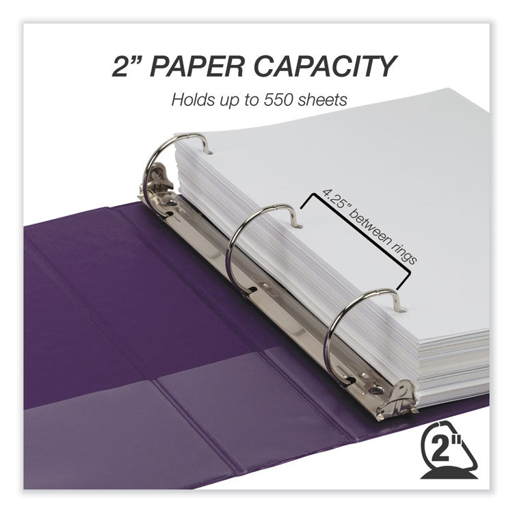 Durable D-Ring View Binders, 3 Rings, 2" Capacity, 11 x 8.5, Blueberry/Blue Coconut/Dragonfruit/Purple, 4/Pack