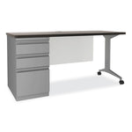 Alera Modern Teacher Series Pedestal Desk, Left-Side Pedestal: Box/Box/File, 60" x 24" x 28.75", Charcoal Woodgrain/Gray