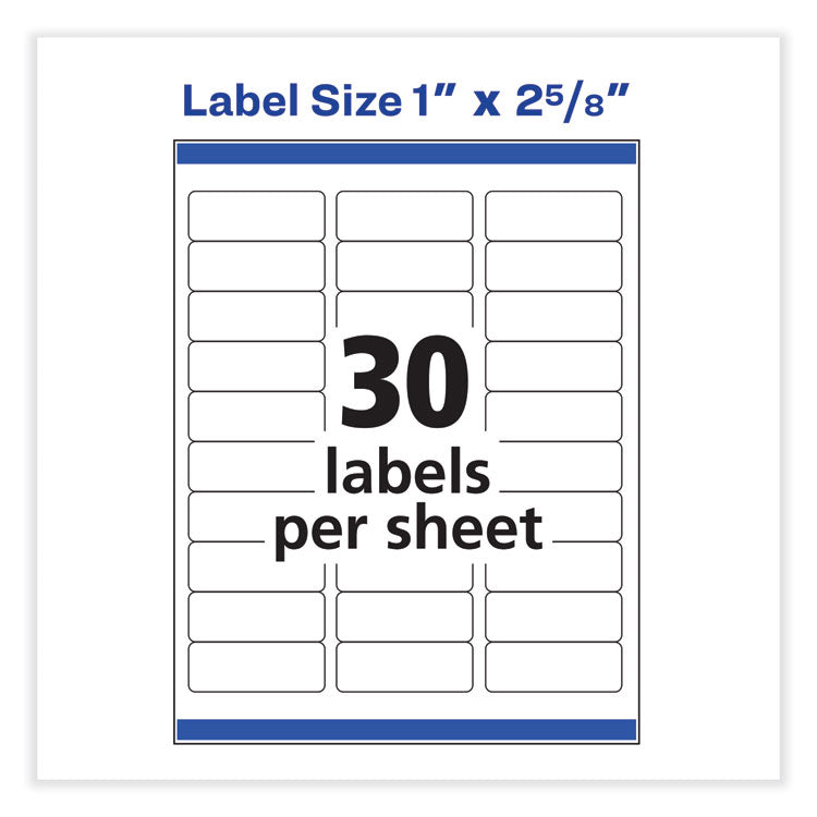 Vibrant Inkjet Color-Print Labels w/ Sure Feed, 1 x 2.63, Matte White, 600/PK