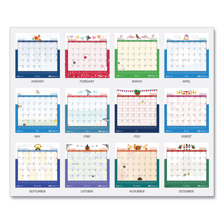 Recycled Seasonal Wall Calendar, Illustrated Seasons Artwork, 12 x 12, 12-Month (Jan to Dec): 2025