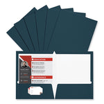 Laminated Two-Pocket Folder, Cardboard Paper, 100-Sheet Capacity, 11 X 8.5, Navy, 25/box