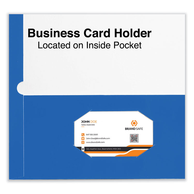 Laminated Two-Pocket Folder, Cardboard Paper, 100-Sheet Capacity, 11 X 8.5, Blue, 25/box
