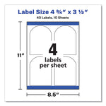 Textured Arched Print-To-The-Edge Labels, Laser Printers, 4.75 X 3.5, White, 4/sheet, 10 Sheets/pack