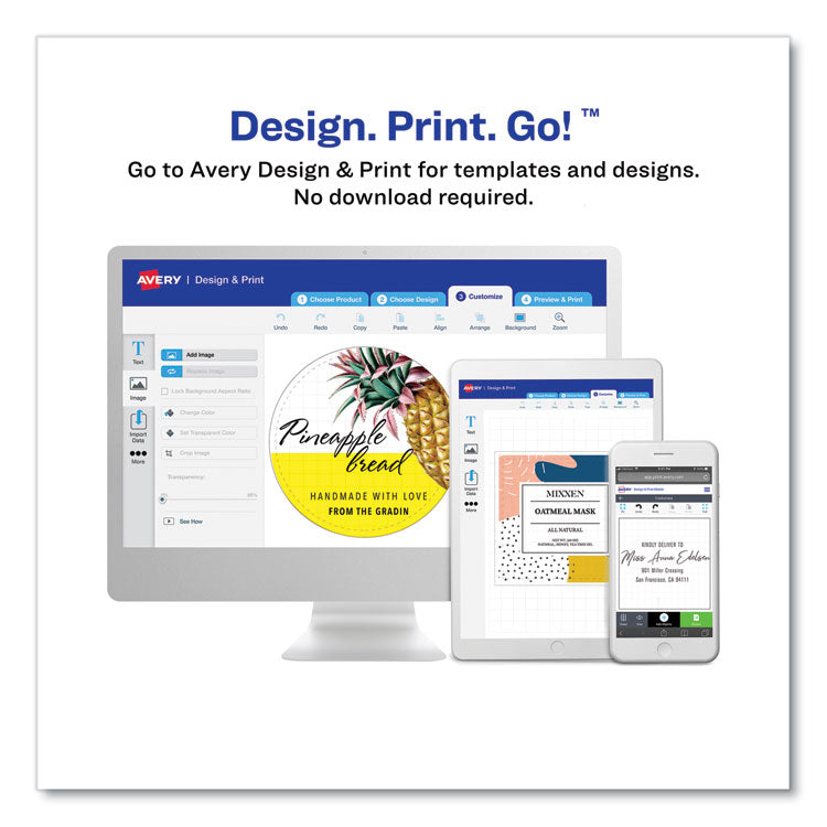 Durable White ID Labels w/ Sure Feed, 2.5" dia, White, 72/Pk