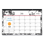 Analeis Academic Year Desk Pad Calendar, Floral Artwork, 17 x 11, White/Black/Coral Sheets, 12-Month (July-June): 2025-2026