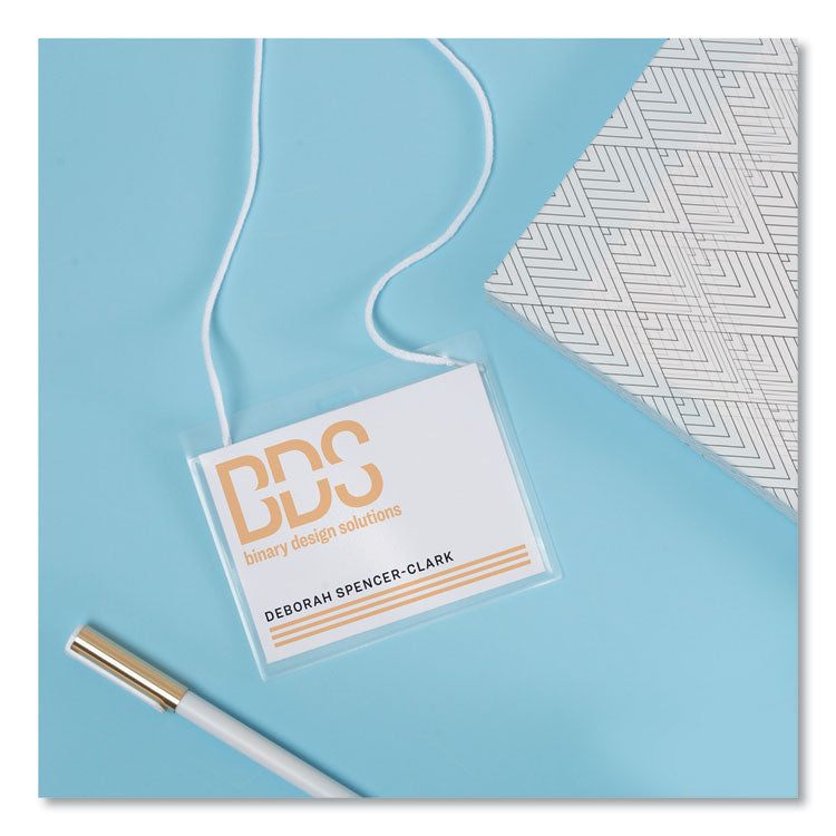 Necklace-Style Badge Holder W/laser/inkjet Insert, Top Load, 4 X 3, We, 100/box