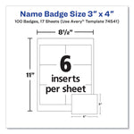 Clip-Style Name Badge Holder With Laser/inkjet Insert, Top Load, 4 X 3, White, 100/box