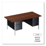 Double Pedestal Steel Desk, 72" x 36" x 29.5", Mocha/Black, Chrome-Plated Legs