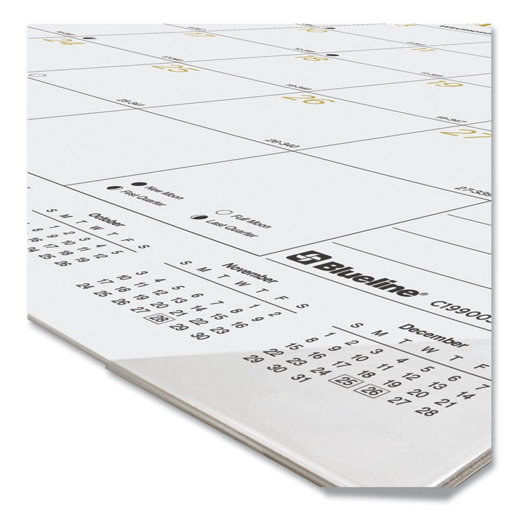 Gold Collection Monthly Desk Pad Calendar, 22 x 17, White Sheets, Black Headband, Clear Corners, 12-Month (Jan to Dec): 2025
