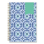 Day Designer Tile Weekly/Monthly Planner, Geometric Artwork, 8 x 5, Blue/White Cover, 12-Month (Jan to Dec): 2025