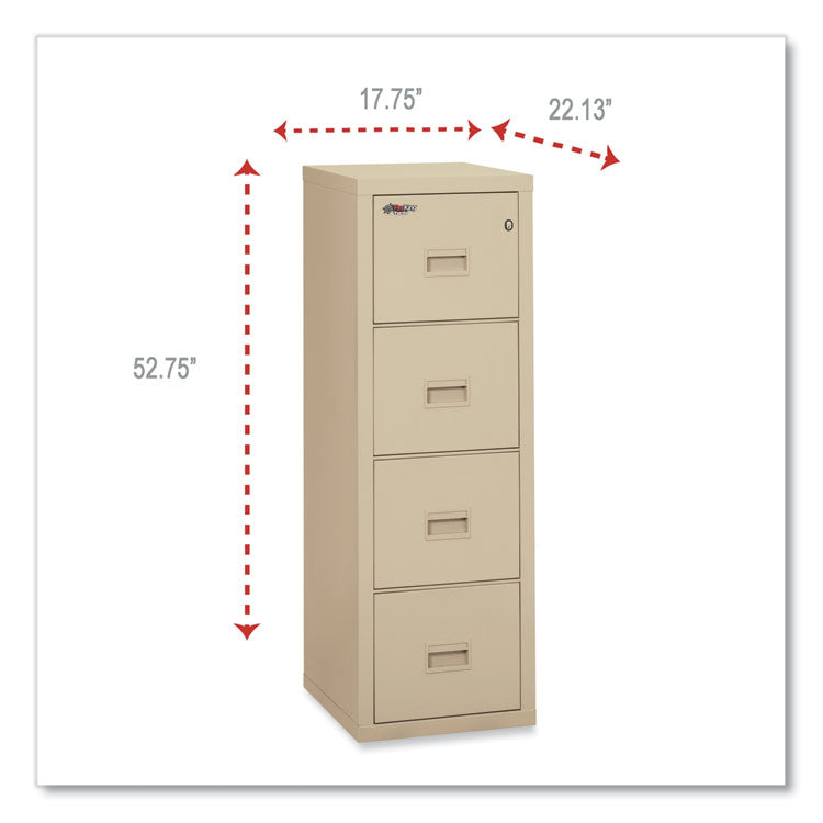 Compact Turtle Insulated Vertical File, 1-Hour Fire Protection, 4 Legal/letter File Drawer, Parchment, 17.75 X 22.13 X 52.75