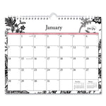 Analeis Wall Calendar, Floral Artwork, 11 x 8.75, White/Black/Coral Sheets, 12-Month (Jan to Dec): 2025