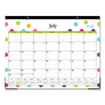 Teacher Dots Academic Desk Pad, 22 x 17, Black Binding, Clear Corners, 12-Month (July to June): 2025 to 2026
