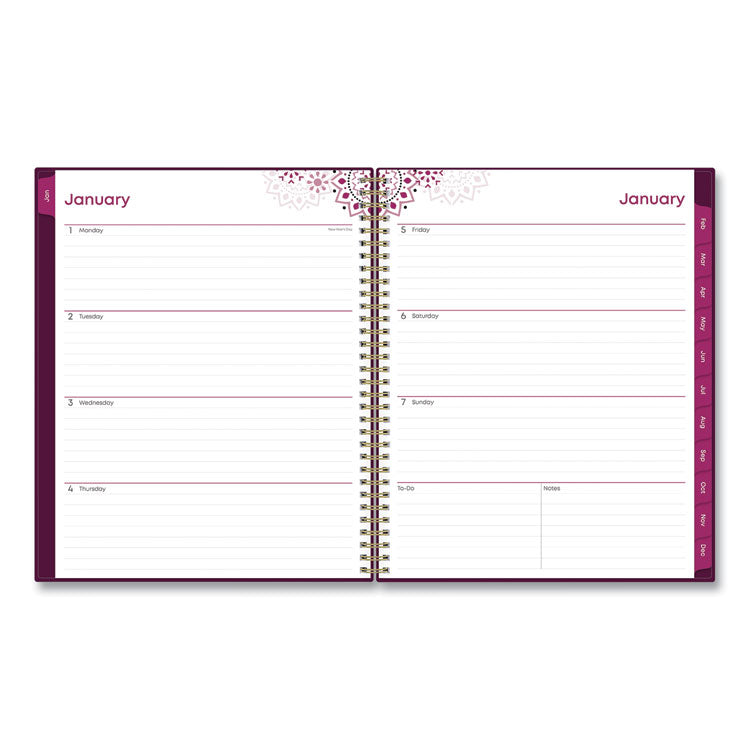 Gili Weekly/Monthly Planner, Jewel Tone Artwork, 11 x 8.5, Plum Cover, 12-Month (Jan to Dec): 2025