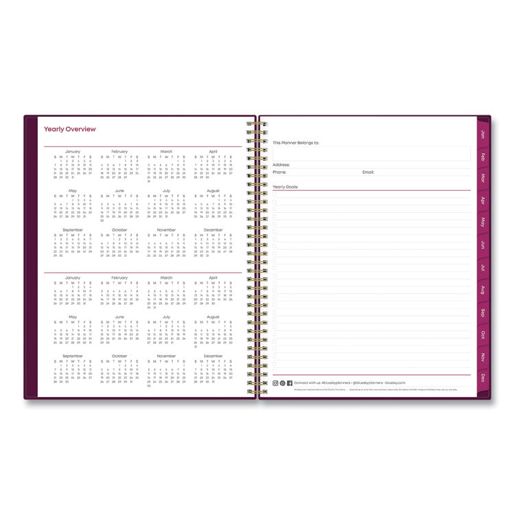 Gili Weekly/Monthly Planner, Jewel Tone Artwork, 11 x 8.5, Plum Cover, 12-Month (Jan to Dec): 2025