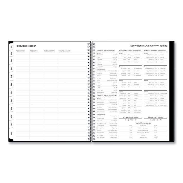 Teacher's Solid Black Weekly/Monthly Lesson Planner, 2025 to 2026, Nine Classes, Black Cover, (70) 11 x 8.5 Pages