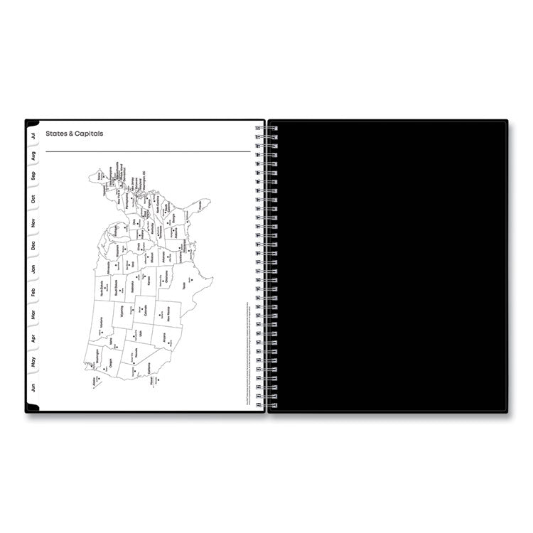 Teacher's Solid Black Weekly/Monthly Lesson Planner, 2025 to 2026, Nine Classes, Black Cover, (70) 11 x 8.5 Pages