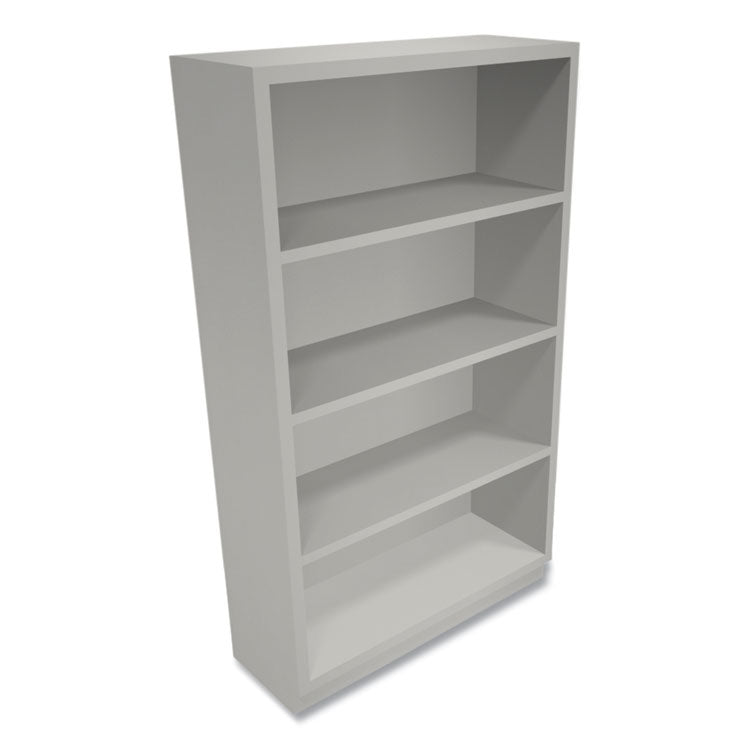 Metal Bookcase, Four-Shelf, 34.5w x 12.63d x 59h, Light Gray