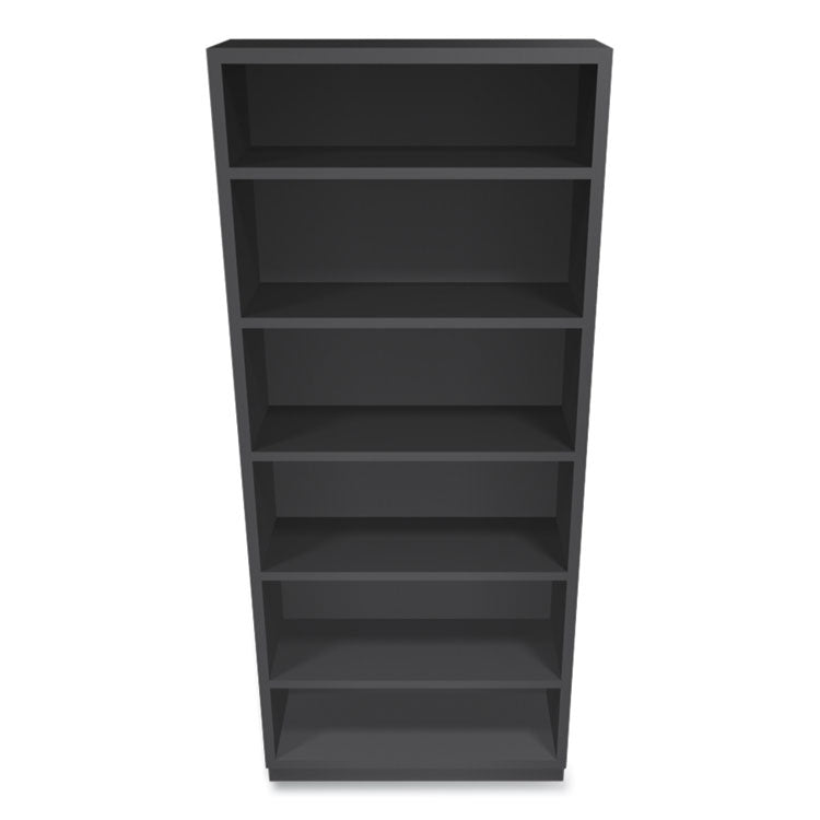 Metal Bookcase, Six-Shelf, 34.5w x 12.63d x 81.13h, Charcoal