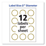 Round Labels, 2" dia, White with Gold Border, 12/Sheet, 10 Sheets/Pack