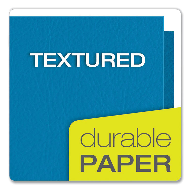 Twin-Pocket Folder, Embossed Leather Grain Paper, 0.5" Capacity, 11 X 8.5, Light Blue, 25/box
