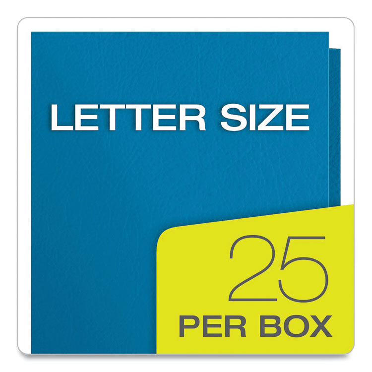 Twin-Pocket Folder, Embossed Leather Grain Paper, 0.5" Capacity, 11 X 8.5, Light Blue, 25/box