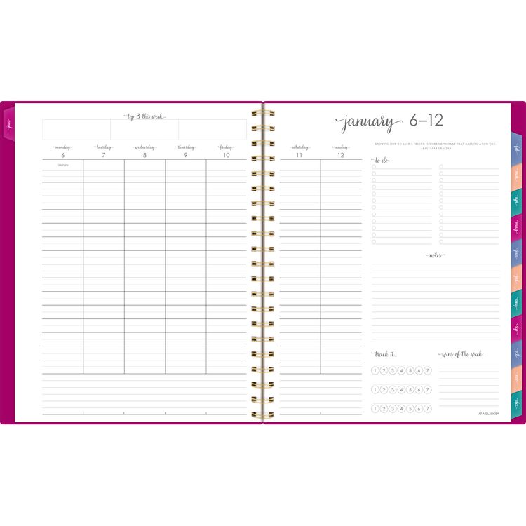 Harmony Weekly/Monthly Poly Planner, Weekly: Vertical Format, 11 x 9.38, Purple/Gold Cover, 13-Month (Jan to Jan): 2025-2026