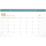 WorkStyle Compact Monthly Desk Pad Calendar, 17.75 x 11, White Sheets, Blue/Gold Headband, 12-Month (Jan to Dec): 2025