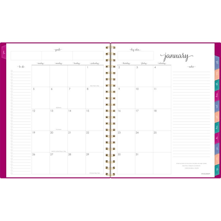 Harmony Weekly/Monthly Poly Planner, Weekly: Vertical Format, 11 x 9.38, Purple/Gold Cover, 13-Month (Jan to Jan): 2025-2026