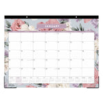 Tula Monthly Desk Pad Calendar, Floral Artwork, 22" x 17", White/Purple/Pink Sheets, Black Headband, 12-Month (Jan-Dec): 2025