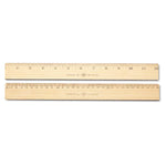 Wood Ruler, Metric And 1/16" Scale With Single Metal Edge, 12"/30 Cm Long