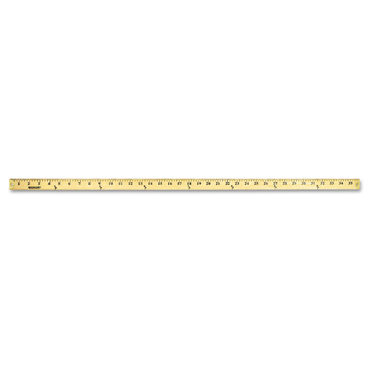 Wood Yardstick With Metal Ends, 36" Long. Clear Lacquer Finish