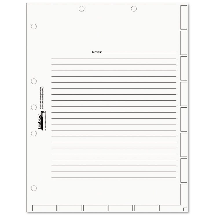 Medical Chart Index Divider Sheets, Untabbed, 11 x 8.5, White, 400/Box
