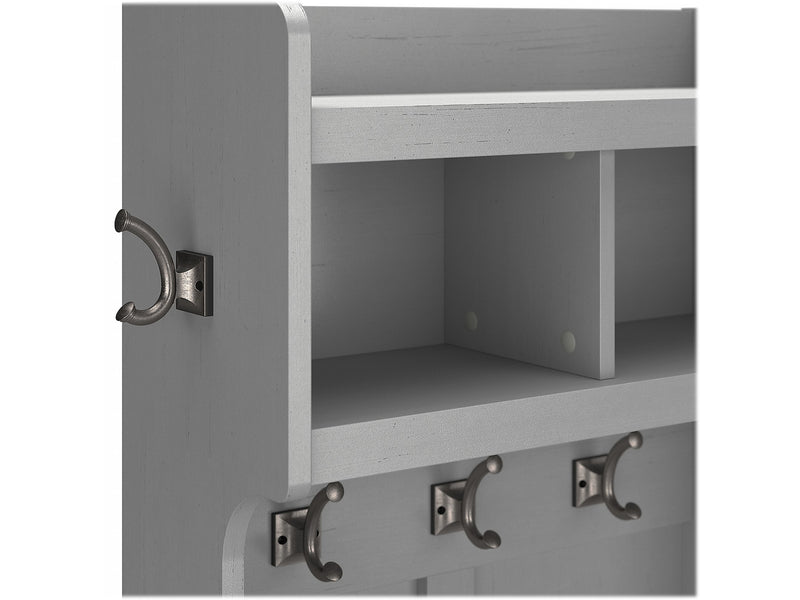 Bush Furniture Woodland 24W Hall Tree and Small Shoe Bench with Shelves, Cape Cod Gray (WDL008CG)