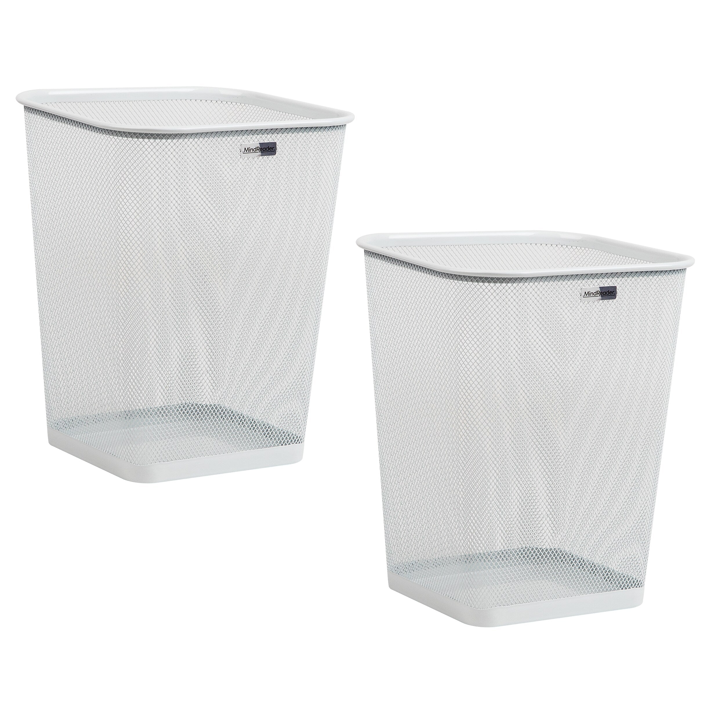 Mind Reader Metal Trash Can Without Lid, 5 Gallon, White, 2/Pack (2SQUAGA-WHT)