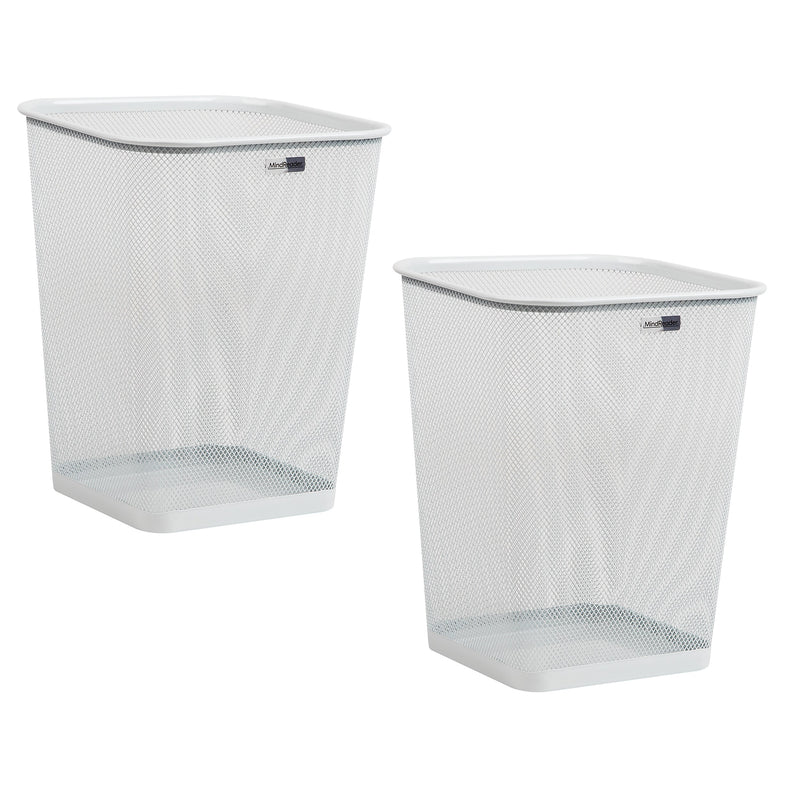 Mind Reader Metal Trash Can Without Lid, 5 Gallon, White, 2/Pack (2SQUAGA-WHT)