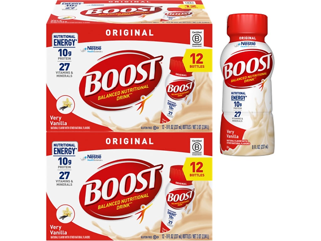 Boost Original Very Vanilla Nutritional Drink, 8 oz., 12 Bottles/Pack, 2 Packs/Carton (12485232)