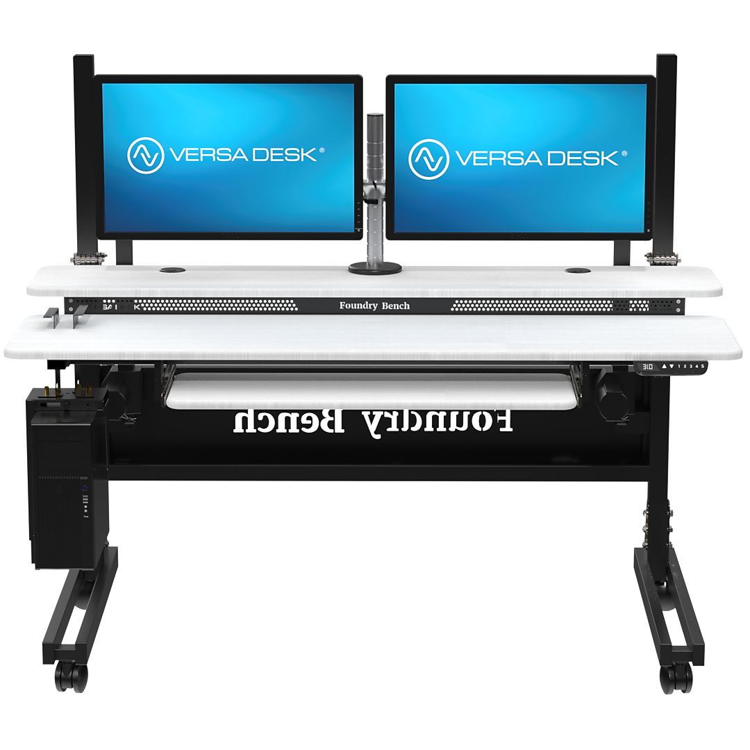 VersaDesk Foundry Bench 60"W Electric Rectangular Adjustable Standing Desk, White/Black (FB6030-BW-APP)