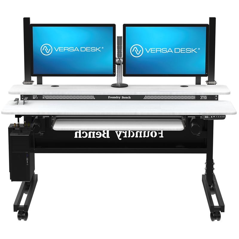 VersaDesk Foundry Bench 60"W Electric Rectangular Adjustable Standing Desk, White/Black (FB6030-BW-APP)