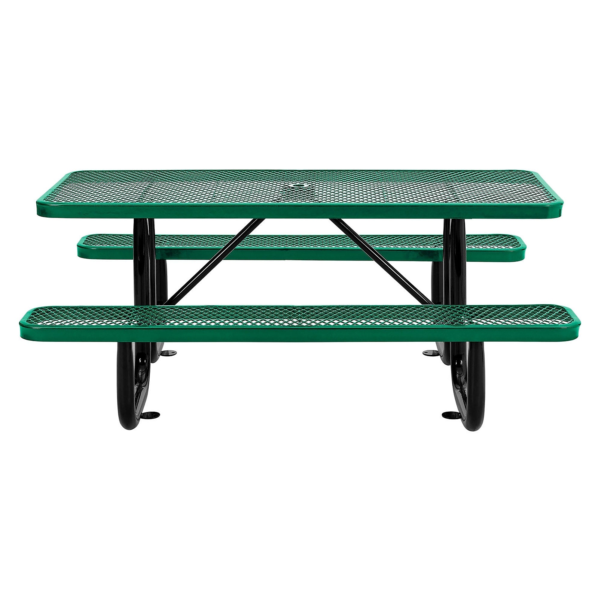 Global Industrial 46" Square Outdoor Steel Picnic Table, Expanded Metal, Green (277151GN)