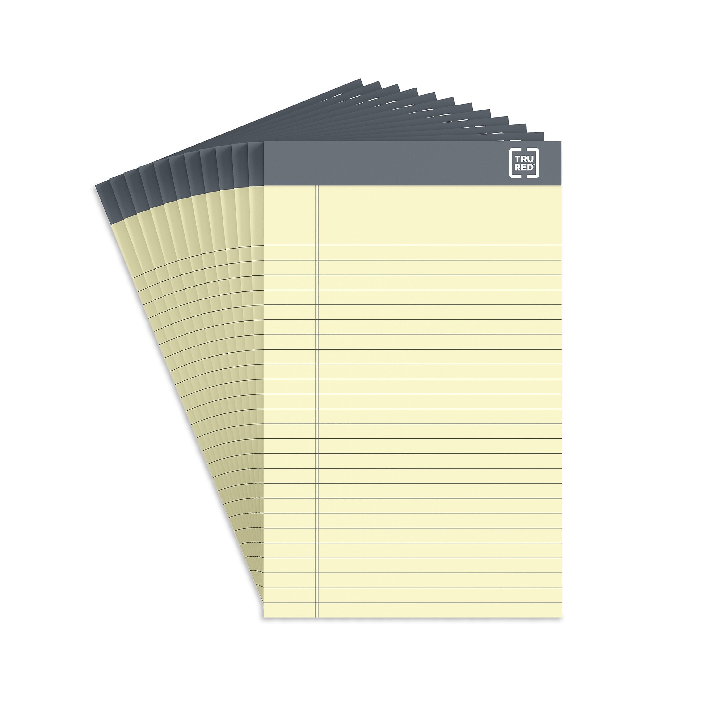 TRU RED™ Notepads, 5" x 8", Narrow Ruled, Canary, 50 Sheets/Pad, 12 Pads/Pack (TR57359)